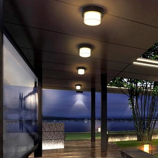 Balcony Black Square LED Flush Mount Ceiling Light Zawala Image - 2