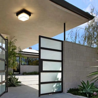 Balcony Black Square LED Flush Mount Ceiling Light Zawala Image - 4