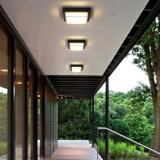 Balcony Black Square LED Flush Mount Ceiling Light Zawala Image - 5