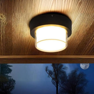 Balcony Black Square LED Flush Mount Ceiling Light Zawala Image - 6