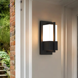 Contemporary Black Steel Rectangle External Wall Lamp Zawala Image - 1