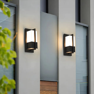 Contemporary Black Steel Rectangle External Wall Lamp Zawala Image - 2