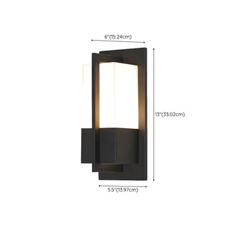 Contemporary Black Steel Rectangle External Wall Lamp Zawala #size