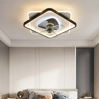 ZOWALA - Black White Square Ceiling Fan Light Image - 1