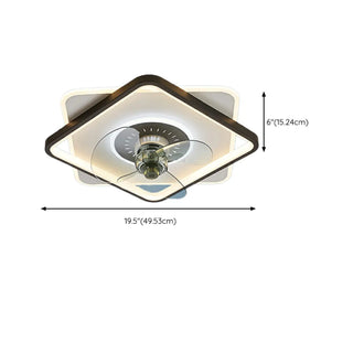 ZOWALA - Black White Square Ceiling Fan Light #size
