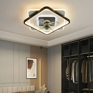 ZOWALA - Black White Square Ceiling Fan Light Image - 2