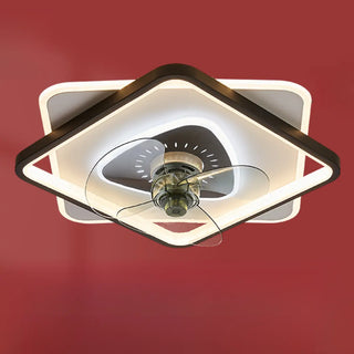 ZOWALA - Black White Square Ceiling Fan Light Image - 9