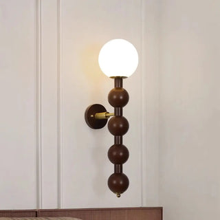 Walnut Beaded Globe Glass Shade Wood Wall Sconce Zawala Image - 3