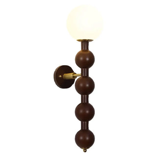Walnut Beaded Globe Glass Shade Wood Wall Sconce Zawala Image - 5