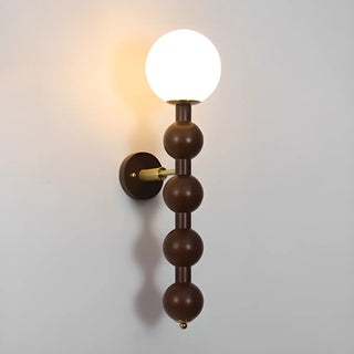 Walnut Beaded Globe Glass Shade Wood Wall Sconce Zawala Image - 6
