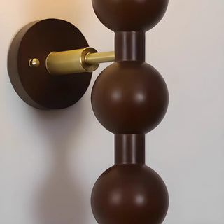 Walnut Beaded Globe Glass Shade Wood Wall Sconce Zawala Image - 8