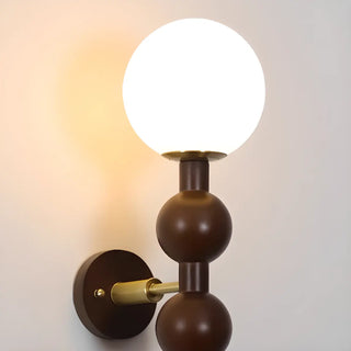 Walnut Beaded Globe Glass Shade Wood Wall Sconce Zawala Image - 9