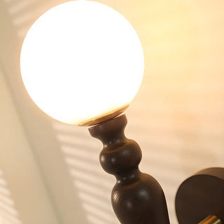 Frosted Glass Globe Wood Wall Sconce with Pull Chain Zawala Image - 7