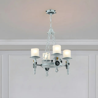 ZOWALA - Blue Anchor Frosted Glass Cylinder Up 5-Light Chandelier