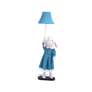 Kid's Room Blue Cartoon Sheep Barrel Fabric Floor Lamp Zawala Image - 4