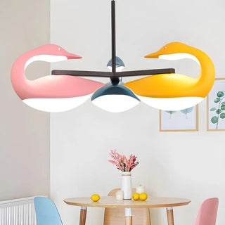 Playful Pink Yellow Swan Children Room Pendant Light Zawala Image - 1