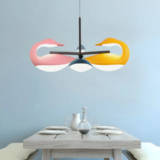 Playful Pink Yellow Swan Children Room Pendant Light Zawala Image - 2