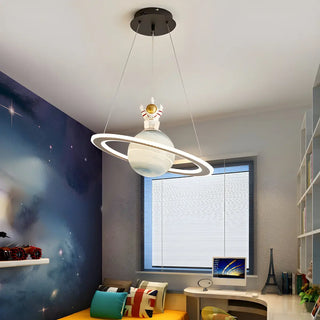 ZOWALA - Blue Planet Spaceman Glass LED Kids Room Chandelier Image - 1