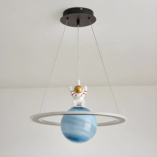 ZOWALA - Blue Planet Spaceman Glass LED Kids Room Chandelier Image - 10