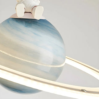ZOWALA - Blue Planet Spaceman Glass LED Kids Room Chandelier Image - 13