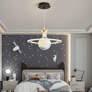 ZOWALA - Blue Planet Spaceman Glass LED Kids Room Chandelier Image - 15