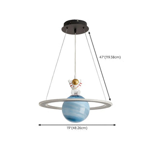 ZOWALA - Blue Planet Spaceman Glass LED Kids Room Chandelier #size