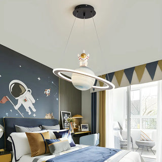 ZOWALA - Blue Planet Spaceman Glass LED Kids Room Chandelier Image - 3