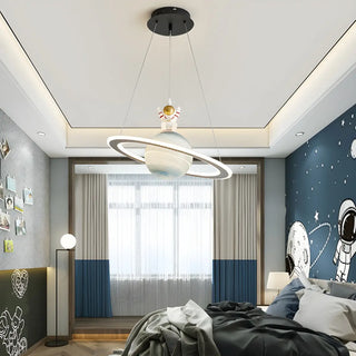 ZOWALA - Blue Planet Spaceman Glass LED Kids Room Chandelier Image - 4