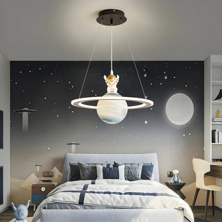 ZOWALA - Blue Planet Spaceman Glass LED Kids Room Chandelier Image - 5