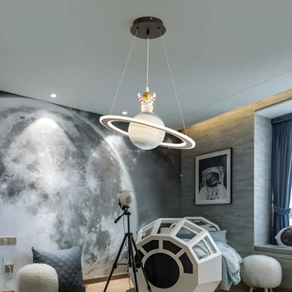 ZOWALA - Blue Planet Spaceman Glass LED Kids Room Chandelier Image - 7