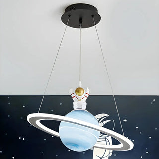 ZOWALA - Blue Planet Spaceman Glass LED Kids Room Chandelier Image - 8