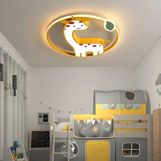 Blue Round Star Moon LED Flush Mount Ceiling Light Zawala Image - 3