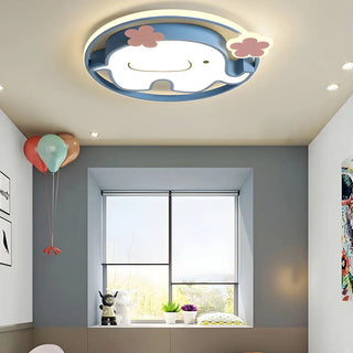 Blue Round Star Moon LED Flush Mount Ceiling Light Zawala Image - 4