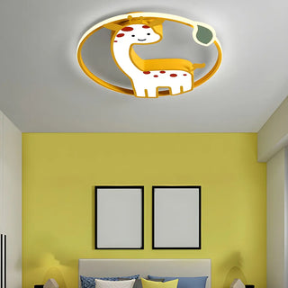 Blue Round Star Moon LED Flush Mount Ceiling Light Zawala Image - 9