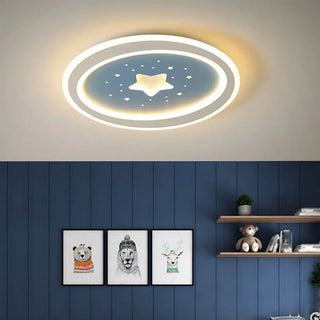 Blue Starry Sky Round LED Flush Mount Ceiling Light Zawala Image - 1