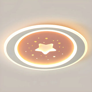 Blue Starry Sky Round LED Flush Mount Ceiling Light Zawala Image - 11