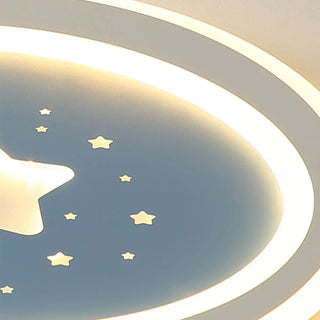 Blue Starry Sky Round LED Flush Mount Ceiling Light Zawala Image - 13