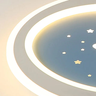Blue Starry Sky Round LED Flush Mount Ceiling Light Zawala Image - 16