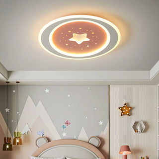 Blue Starry Sky Round LED Flush Mount Ceiling Light Zawala Image - 2