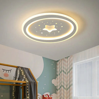 Blue Starry Sky Round LED Flush Mount Ceiling Light Zawala Image - 3
