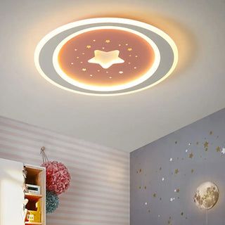 Blue Starry Sky Round LED Flush Mount Ceiling Light Zawala Image - 4