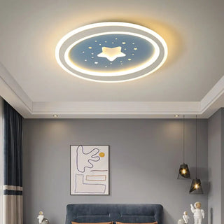 Blue Starry Sky Round LED Flush Mount Ceiling Light Zawala Image - 5