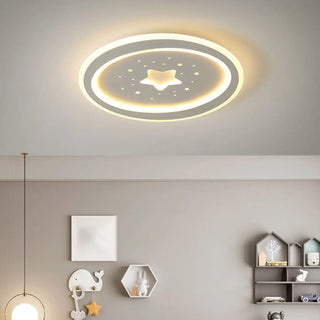 Blue Starry Sky Round LED Flush Mount Ceiling Light Zawala Image - 6