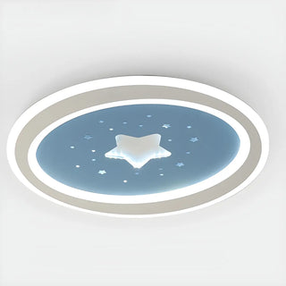 Blue Starry Sky Round LED Flush Mount Ceiling Light Zawala Image - 7