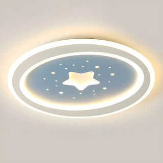 Blue Starry Sky Round LED Flush Mount Ceiling Light Zawala Image - 8