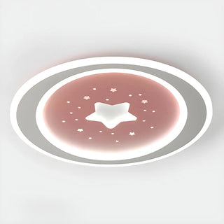 Blue Starry Sky Round LED Flush Mount Ceiling Light Zawala Image - 9
