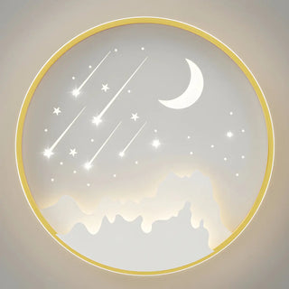 Bedroom Blue Round Starry Sky LED Flush Mount Light Zawala Image - 10