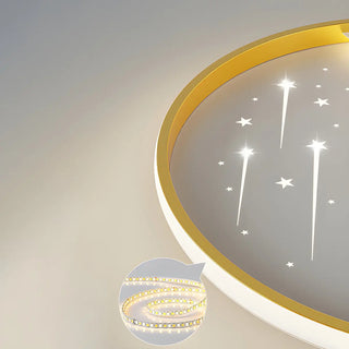 Bedroom Blue Round Starry Sky LED Flush Mount Light Zawala Image - 13