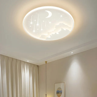 Bedroom Blue Round Starry Sky LED Flush Mount Light Zawala Image - 14