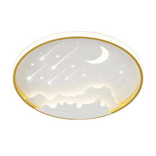 Bedroom Blue Round Starry Sky LED Flush Mount Light Zawala Image - 15